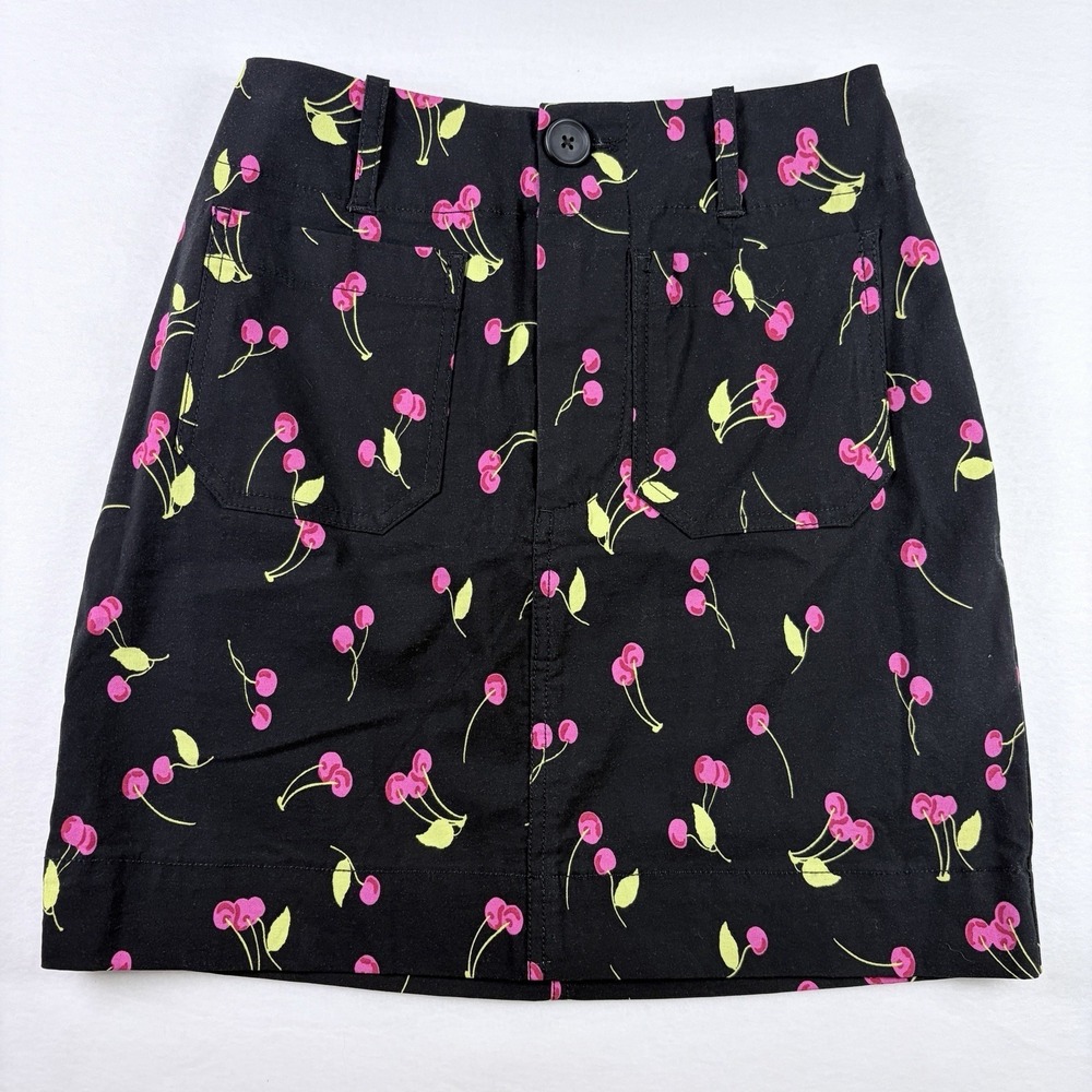 NWT Maeve Anthropologie Colette Black Cherry Print‎ Mini Skirt Womens Sz XXS